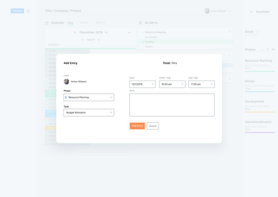 Tessa Modals and UI design flat interface ui web