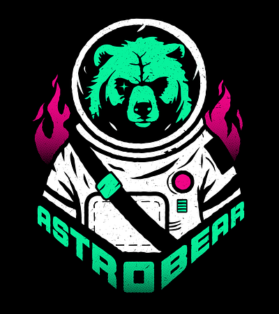 Astrobear adobe illustrator astronaut bear grunge illustration space