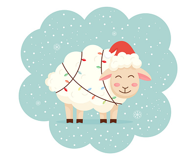 Christmas Sheep art branding cartoon christmas christmas sheep. decoration design graphic design illustration modern print trend ui