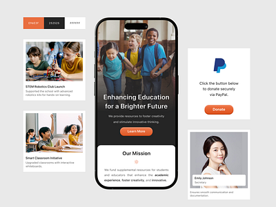 ESF Foundation - Landing Page application branding charity child design donation education elementary flat graphic design illustration interface logo school ui vector