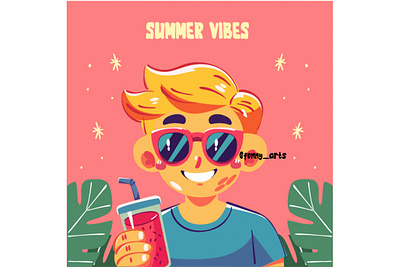 Hand Drawn Summer Vibes Illustration beach cartoon character day drink enjoyment festive holiday island joy nature outdoor refreshment seasonal summer sunglasses sunny sunshine tropical vacation