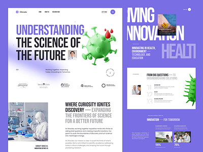 Science Labs agency company desease design elementor framer health labs landing medical page product purple research science ui virus webflow website wordpress