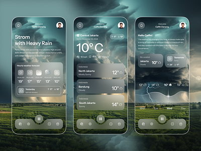 Weather Prediction - Mobile Resposive 3d activity calfin danang cloud design earth environment app figma forecast glass ios location myradar nature radar rain statistic strom ui ux weather weather prediction app