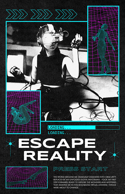 Escape Reality brutalism escape graphic design grunge matrix poster reality virtual reality vr