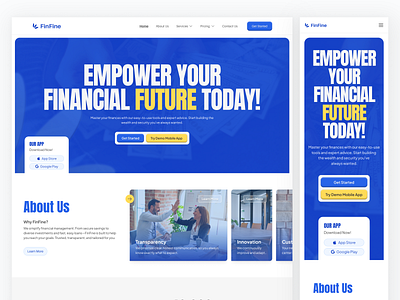 FinFine Landing Page: A Seamless Financial Experience clean exploration financial fintech intuitive design landing page modern website ui design ux