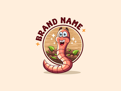 HAPPY WORM MASCOT ( FOR SALE ) 3d animation branding graphic design logo motion graphics