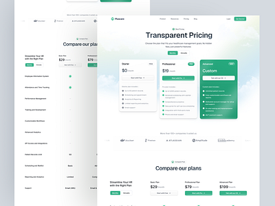 Pricing Page - Saas Landing Page (Pluscare 🏥 ) card clean compare design healthcare hospital inner page landing page medical price pricing card pricing comparison pricing page pricing section pricing website saas saas website ui ux web design