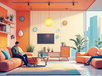 Business Illustration Colorful Smart Home IOT design freelance graphic design illustration warm colors