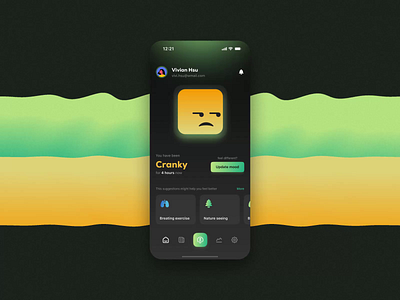 Dynamic mood tracker mobile app flow animation app clean dark design dynamic emoji emotion flow gradient iphone mobile mood simple tracker ui unique ux