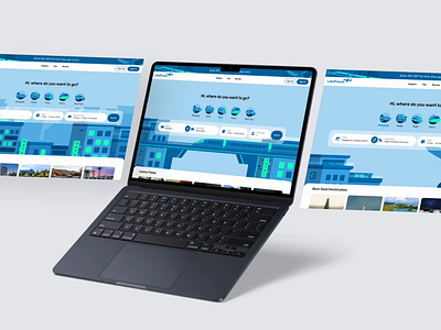 Travel Web App Design with Custom Illustration airplane blue figma green hotel illustration train travel app travelling ui design ux design