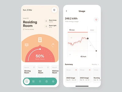 Smart Home - Mobile App app design home automation minimal mobile mobile app orix remote control sajon smart app smart home smarthome smarthome mobile app ui ux