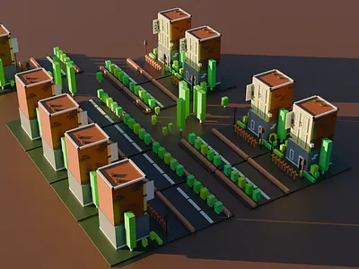 Low-Poly Environment 3d 3d modeling 3d render blender cgi city cityscape colorful digital 3d digital art game art geometry low poly environment lowpoly minimalist nostalgic still life streets trees vibrant
