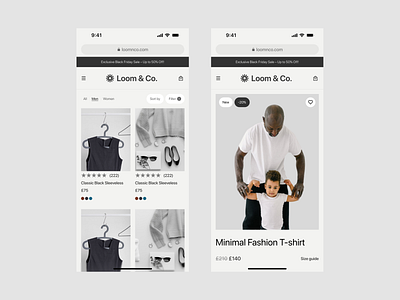 Mobile-First UI Design for Loom & Co. cla classified app ui classified ui clothing app e commerce fashion tech interactive product page design modern e commerce mobile app responsive design seamless shopping experience shopping app ui design user centric fashion platform ux design