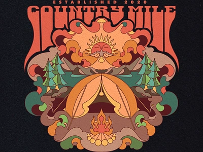 country mile tshirt design branding design illustration logo psychedelic retro trippy ui unique vintage