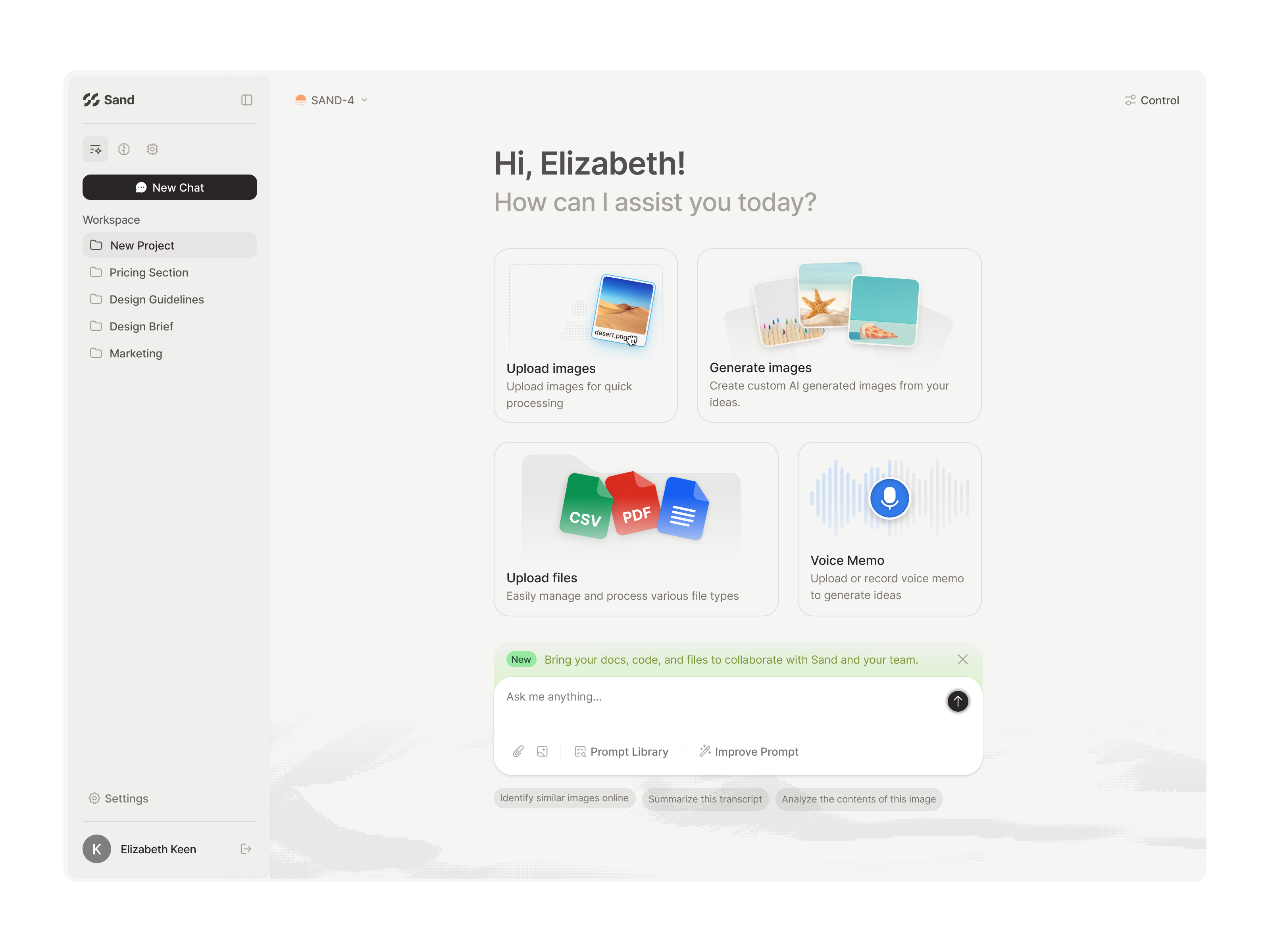 Example of LLM - Home page