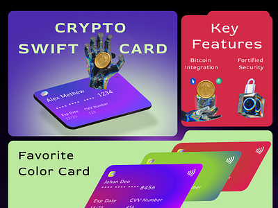 CryptoSwift Card: Simplifying Bitcoin Transactions Landing page bitcoin bitcoin cards bitcoin landing page cards credit card crypto card debit card graphic design landing page treding ui