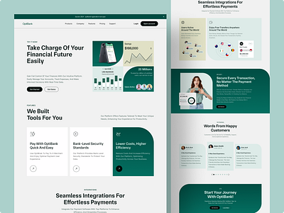OptiBank - Finance Landing Page banking digital banking finance finance managment financial fintech fintech saas landing page money payment payment website simple transaction transfer web website design