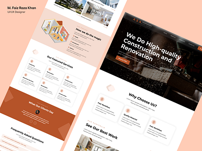 Renovation Company Website construction design landing page renovation ui ui design ux ux design web design