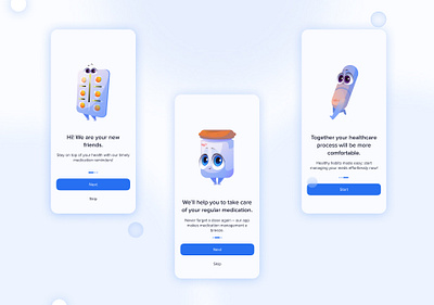 Medication reminder app app design illustration ios onboarding ui ux