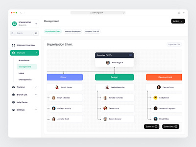 Employee Dashboard - SOLARCARGO admin chart clean dashboard employee employee dashboard flow hierarchy hr hr dashboard manage management onepager organizations saas ui uiwebsite ux webapp website