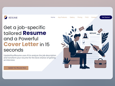 Branding: AI-Powered Resume and Cover Letter Platform ai integration application assistance call to action design career growth career services clean aesthetics cover letter design efficient tools job application tools job seekers modern interface professional design professional tools responsive layout resume builder sleek layout tailored design typography focus user friendly design visual impact