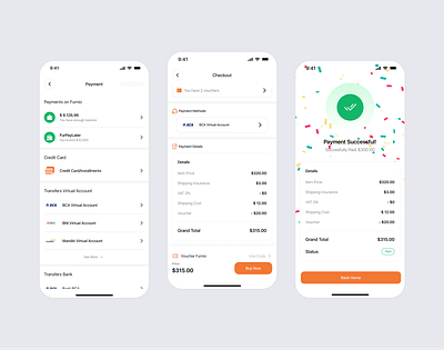 Furnio | Payment, Checkout & Payment Success Screen Mobile App animation branding design furniture graphic design illustration minimalist mobile app modern ui user experience user flow user interfaces