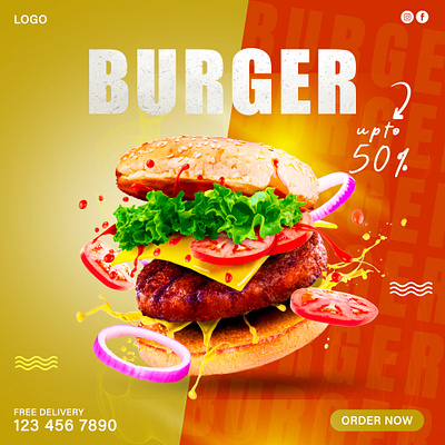 Food Social Media Post branding brochure design flyer graphic design illustration instagram typography vector