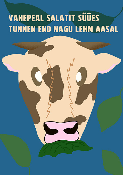 Sometimes when eating salad you can feel yourself as a cow cow funny illustration salat