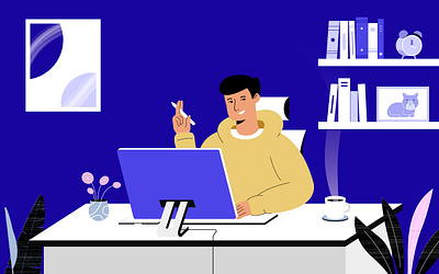 Me working on my space creastale design studio desktop flat illustration freelance line art office remote working studio working workspace