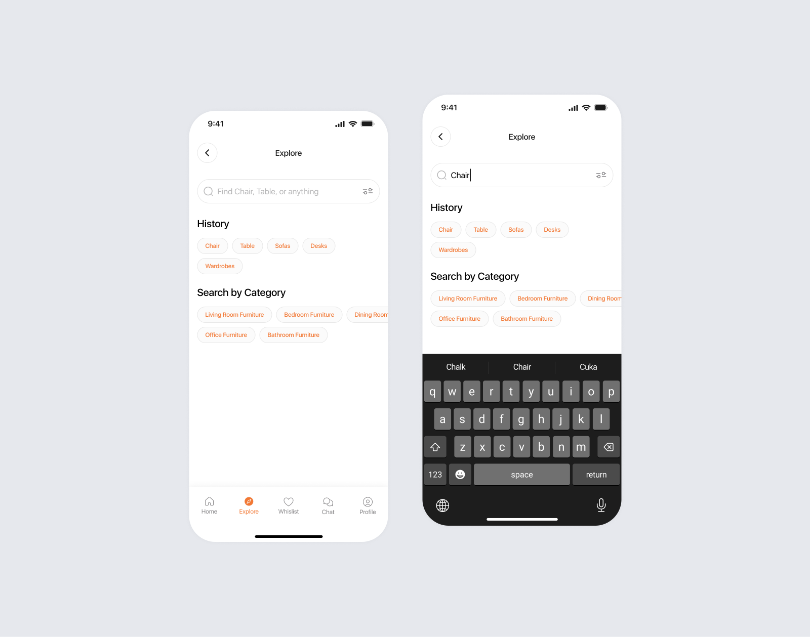 Furnio | Explore Screen Mobile App animation application design explore furniture mobile app search ui user experience user flow user interfaces