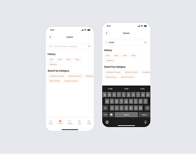 Furnio | Explore Screen Mobile App animation application design explore furniture mobile app search ui user experience user flow user interfaces