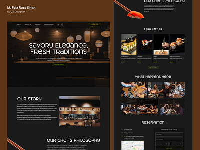 Sushi Restaurant Website design fine dine food japanese landing page restaurant sushi ui ui design ux ux design web design