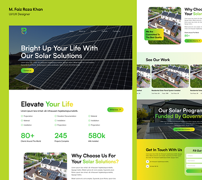 Solar Panel Company Website design electricity landing page solar energy solar panel solar solutions ui ui design ux ux design web design