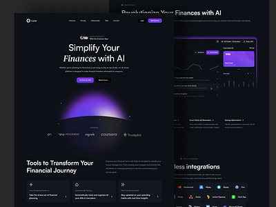 Luna | Finance AI Saas ai animation branding dashboard design desktop framer graphic design home illustration landing page logo mobile page template ui uidesign ux vector web