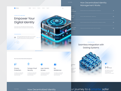 Decentralized Identity Management 3d animation app branding clean decentralized design graphic design identity illustration landing page logo management modern motion graphics simple ui ux web website