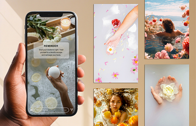 Social media for Bath Bomb Brand aromatherapy bath bath bomb brand identity branding cosmetic creative design essentials graphic design instagram luxury reel relaxation social media spa story visual design wellness women