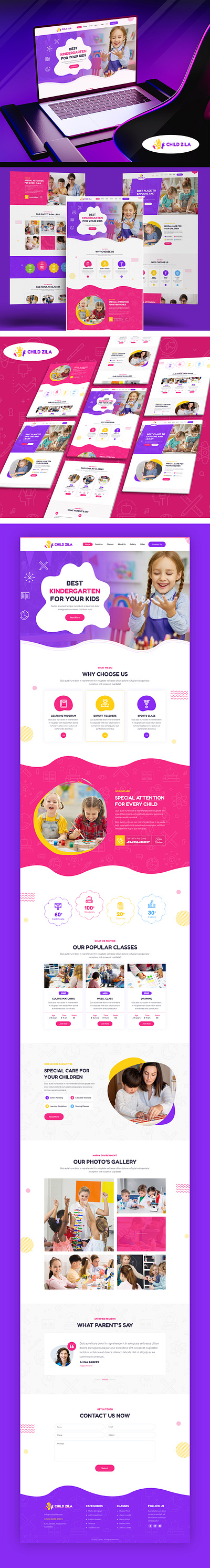 Website Design For Kindergarten Kids custom web design education figma graphic design interaction design ui design uiux design web design