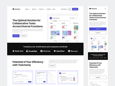 Taskmanly UI Kit - Task Management (Detail Feature Page) collaboration software contact sales contact sales page deadline management goal setting product management productivity tools project management project organization project planning saas landing page saas website task automation task management task management software task tracking team collaboration time management ui kit workflow management