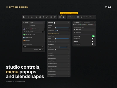 UI Components — Toolbar, popups, settings components dark dark mode dark ui darkmode dashboard minimal minimalism navigation product design toolbar ui ui design user interface ux