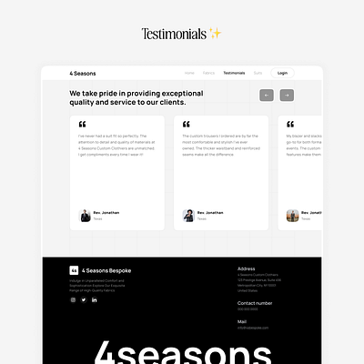 Testimonials design fashion reviews suits testimonials ui uidesign webdesign