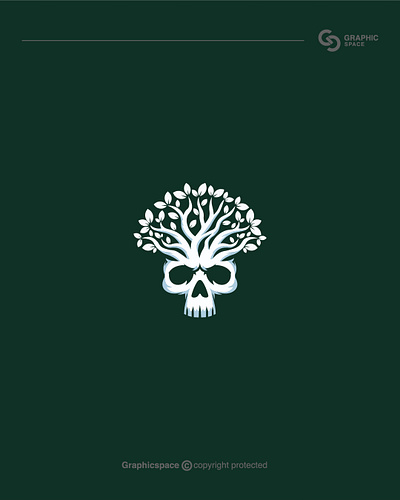 skull and tree logo brand branding death green illustrator leaf leaves life logo nature people skull tree wild