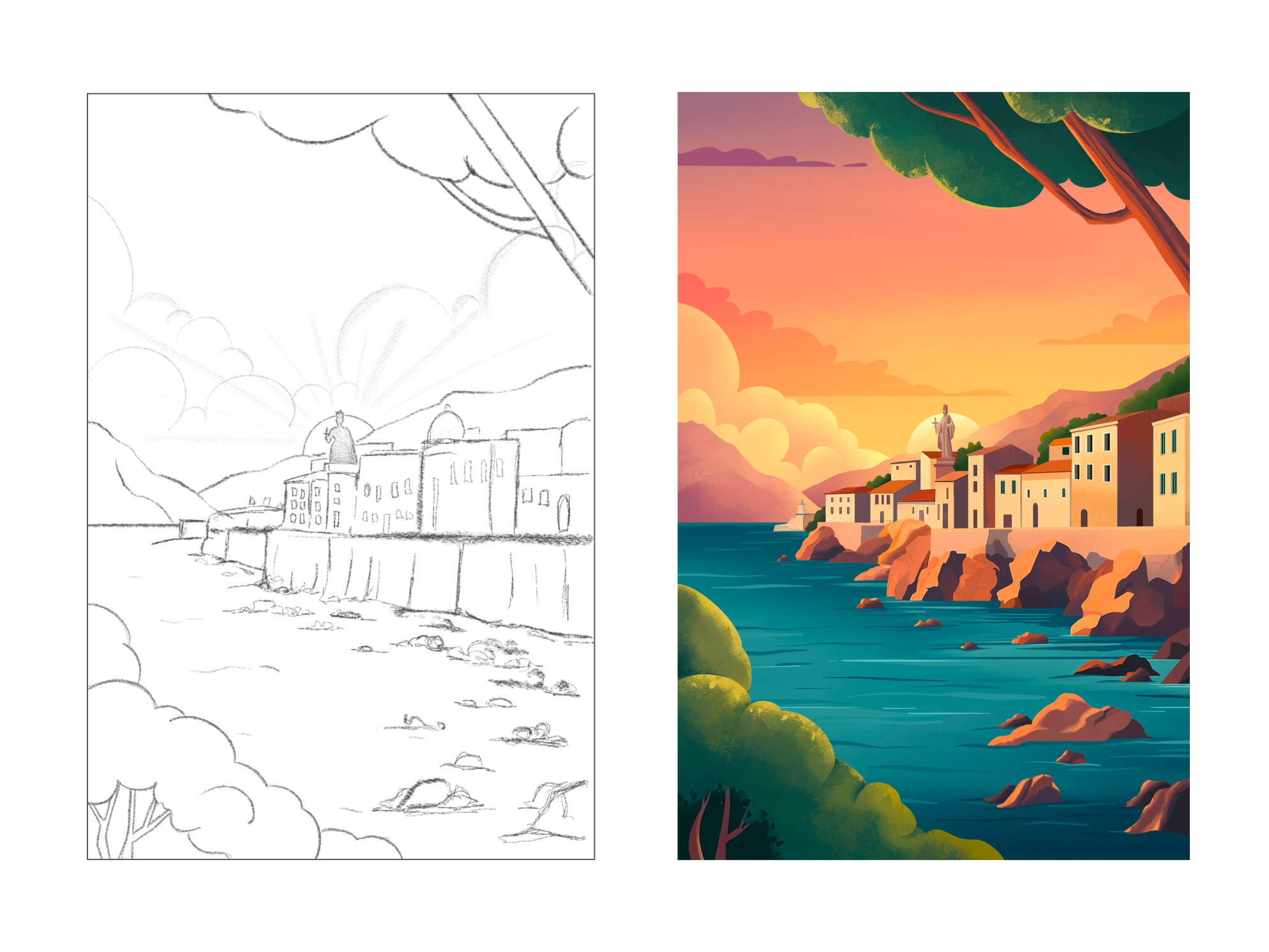 Example of Detailed Landscape Illustration 