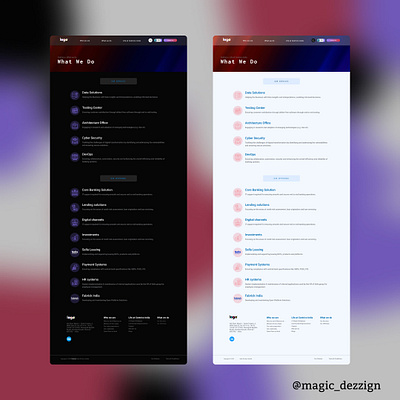 What we do page : Dark & Light Page 3d animation app branding design graphic design illustration logo motion graphics typography ui ux vector