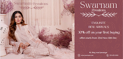 Swarnam Creation | Exquisite dresses | Banner designed in Canva ahmedabad appdesign banner design canva color dresses explore figma fonts graphic design indiandresses internship job poster design ui uiux webdesign website