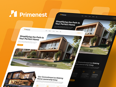 Primenest - Logo and Ui Design branding business dark theme graphic design home house landing page light theme logo minimalist modern property real estate sub1studio ui uidesign visual identity website