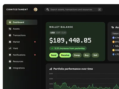 Dashboard WIP app blockchain design ui ux web3
