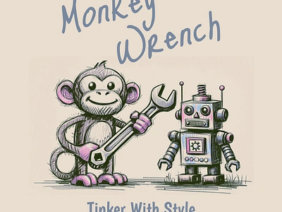 Monkey Wrench cart cartoon design funny kittl monkey pop culture print on demand t shirt t shirt design