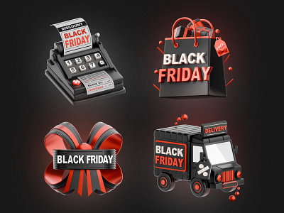 Black Friday 3D Icon Pack 3d 3d art 3d artist 3d icons 3d modeler black friday black friday icons blackfriday branding business design graphic design icon iconpack illustration ui ux