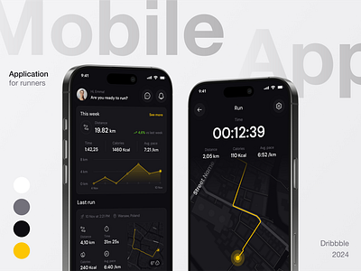 Sprinto - Running Mobile App creative ui dark mode dark mode design design design concept fitness app minimal design mobile mobile app run running running app ui uidesign user experience ux uxdesign