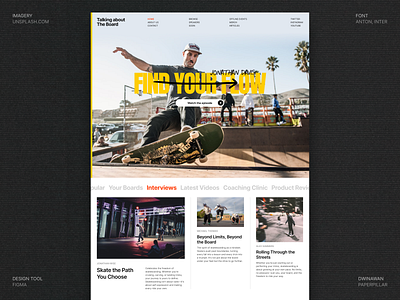 Skateboard Podcast - Website Design Exploration article blog bold branding clean design hero section landing page photography skateboard thumbnail typography ui website whitespace